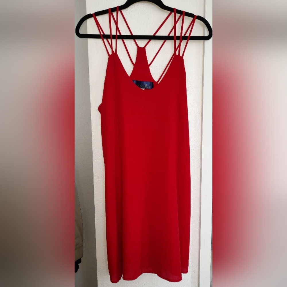 Red flowy dress